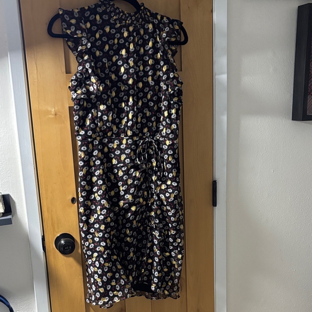 Sam Edelman Black and Yellow Floral Midi Dress